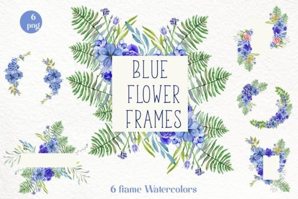 Blue Flower Watercolors Frames and the Quiet Charm of Hand Painted Florals