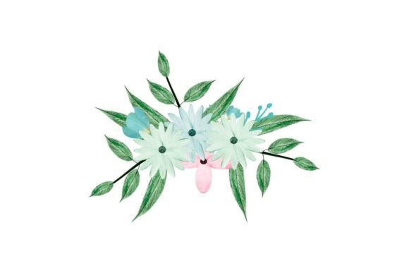 Bouquet Watercolor Floral Curve Element: Soft, Romantic Flourishes Ready for Any Project