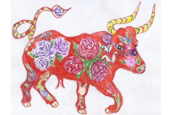 Bull with Floral Ornament Drawing: What You Should Know Before You Download, Print, or Use It