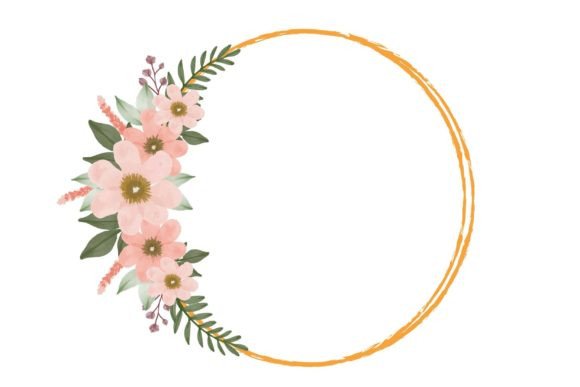 Circle Frame with Peach Floral Bouquet