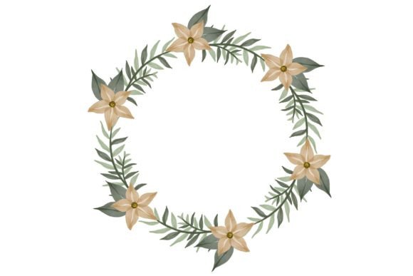 Cream Floral Wreath for Invitation: Watercolor Art & Design