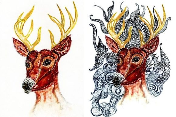 Deer with Floral Ornament: A Designer’s Resource