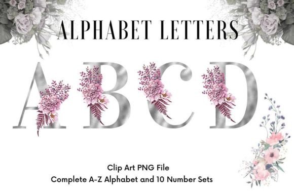 Elegant Creations with Floral Alphabet Sublimation Silver Font: A Complete Design Resource
