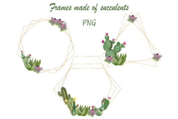 Elevating Design Projects with Succulent Wreath and Floral Frame Clipart in Golden Hues