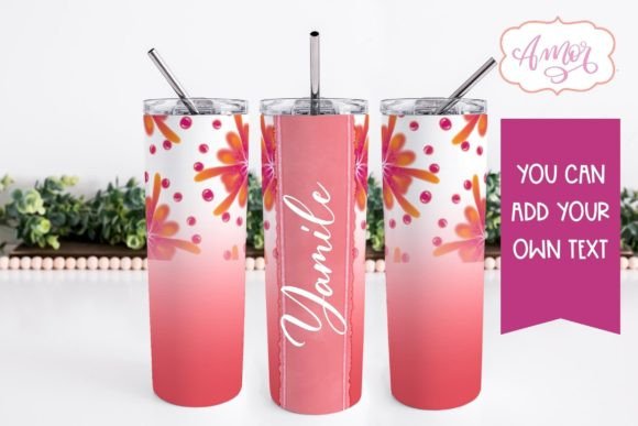 Floral Customizable Tumbler Wrap PNG for Handmade Drinks
