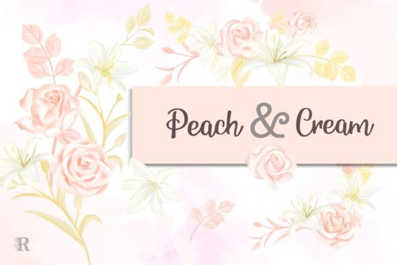 Peach and Cream Floral Clipart