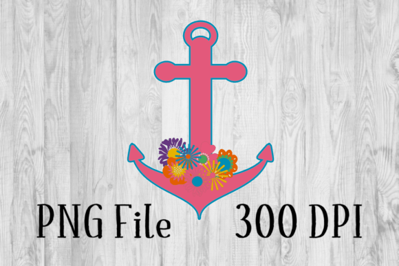 Pink Floral Anchor: A Graceful Nautical Design for Versatile Creative Projects