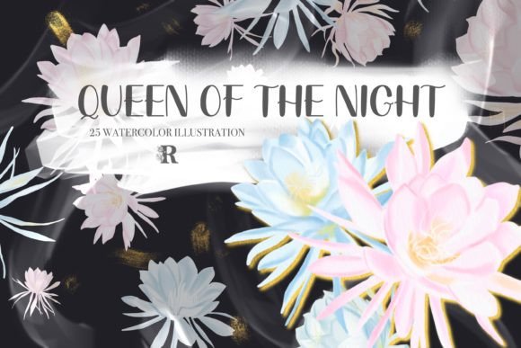 Queen of the Night Floral Watercolor: Rare Blooms for Design