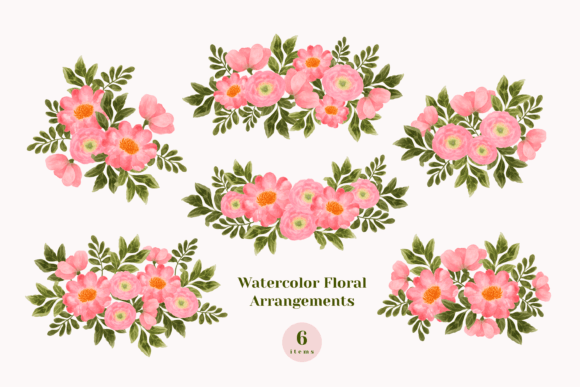 Watercolor Pink Floral Arrangement Set: A Versatile Digital Asset for Refined Creative Work